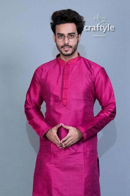 French plum soft silk embroidered kurta for men magenta men’s 2