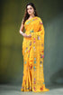 Fuel yellow hand embroidered swan motif kantha embroidery silk saree vibrant adorned 1