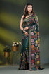 Gable green multicolor floral design handmade kantha silk saree 1