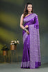 Geometric kutch work purple silk saree with handcrafted detailing 1