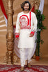 Goddess ma durga kantha stitch hand embroidery gents kurta white intricate red 1