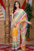 Gold yellow hand block pure cotton saree woman yellow patterned sari 1