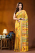 Golden yellow ethnic stripe design handmade silk kantha saree vibrant yellow saree intricate geometric 1