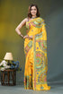 Golden yellow mandala pattern handcrafted silk kantha saree vibrant yellow saree intricate floral 1