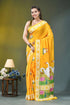 Golden yellow multi-thread nature theme silk kantha work saree vibrant yellow silk saree adorned 1