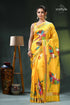 Golden yellow multicolor heron motif exclusive silk kantha stitch saree yellow saree colorful bird designs 1