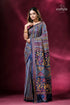Gulf blue all over hand embroidery kantha silk saree elegant patterned saree 1