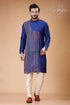 Gulf blue silk kurta with multicolor embroidery for men men’s blue kurta pajama set 1