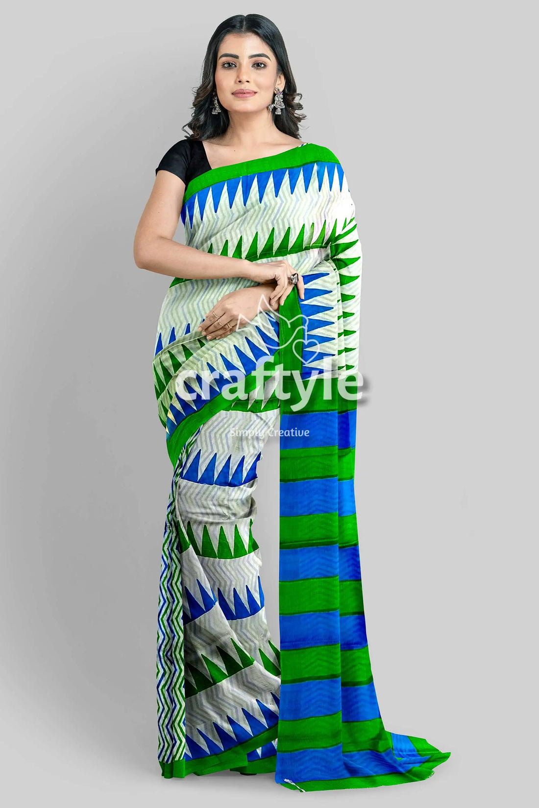 Hand block murshidabad silk saree woman patterned saree 2