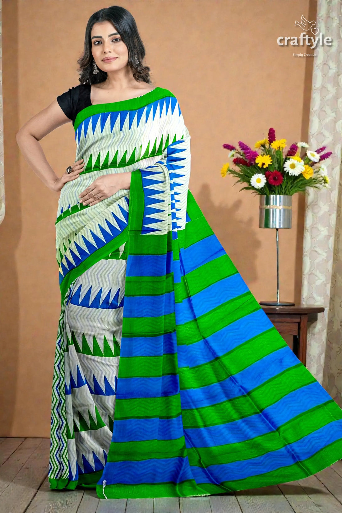 Hand block murshidabad silk saree 2