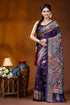 Hand embroidered dark purple floral motif kantha work silk saree vibrant purple saree intricate colorful 1