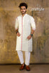 Hand embroidered kantha stitch cotton panjabi | mens kurta white pink black 1