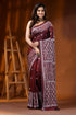 Hand embroidered wine kutch work saree in silk ethnic design 1