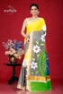 Hand-painted kerala cotton saree with radha krishna design woman yellow painted 1
