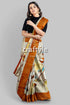 Hand painted light grey floral pure tussar saree with zari detailing woman patterned saree 1