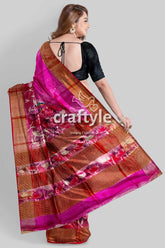 Hand Painted Magenta Zari Pure Tussar Silk Saree - Luxurious Indian Attire - Craftyle