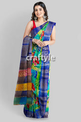 Hand Painted Multicolor Floral Zari Pure Tussar Saree - Perfect for any Occasion - Craftyle