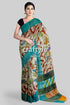 Hand Painted Pure Tussar Kalamkari Saree with Zari Border - Artisan Crafted - Craftyle
