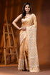 Handcrafted beige kutch embroidery saree in silk with ethnic motifs 1