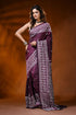 Handcrafted berry purple kutch work silk saree with mirror detailing 1