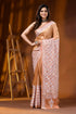 Handcrafted geometric design kutch work saree with mirror in tan 1