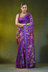 Handcrafted magenta purple silk kantha saree with bird floral motif 1