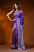 Handcrafted royal purple gujarati stitch saree in silk - ethnic design 1