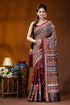 Handcrafted wine berry silk kantha work saree with multicolor-thread maroon silk saree adorned intricate 1
