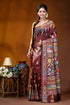 Handcrafted wine silk kantha saree featuring multi-thread design maroon silk saree adorned intricate 1