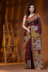 Handcrafted wine silk kutch embroidery saree with multicolor paisley motif 1