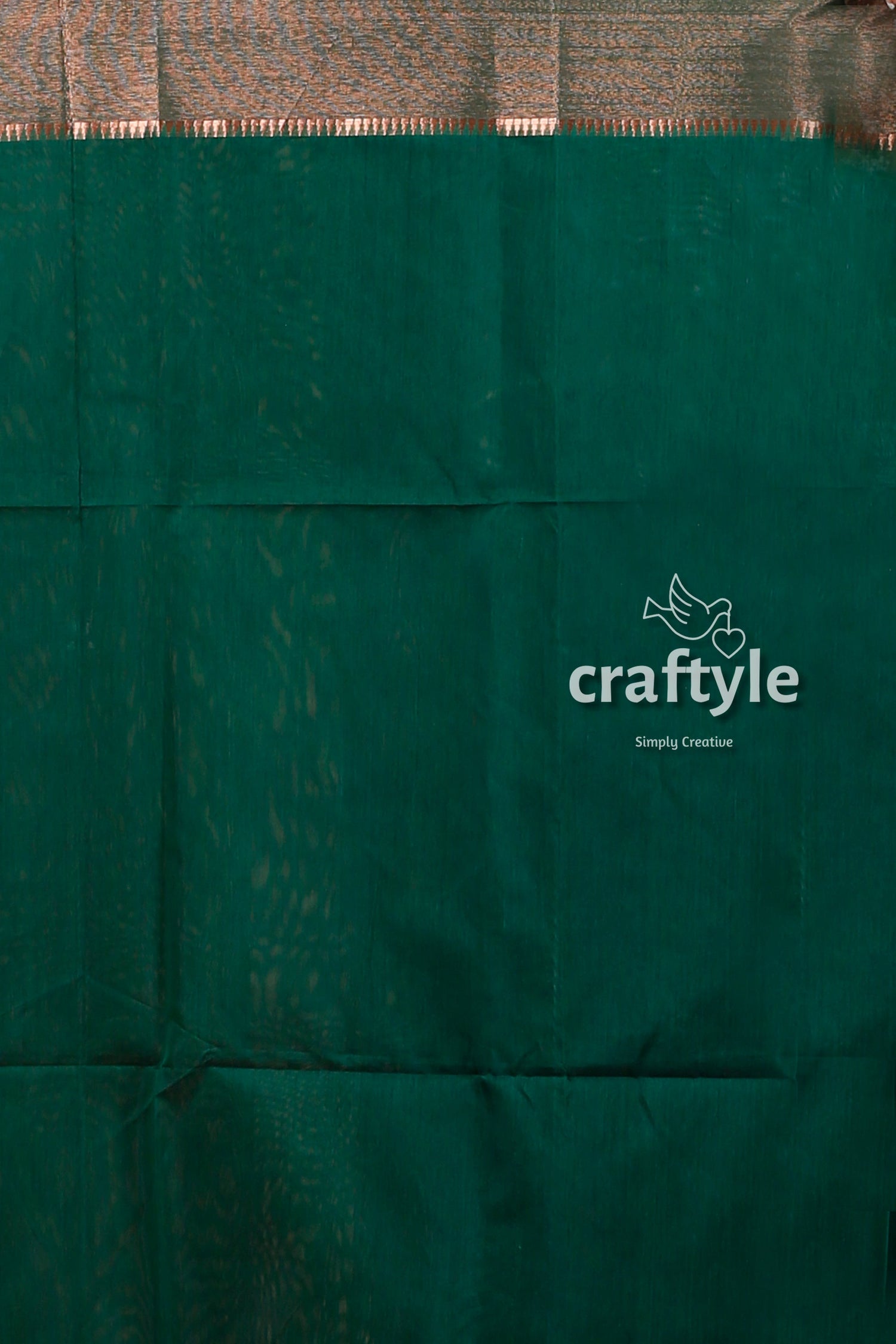 Handloom Sacramento Green Zari Saree - Stunning and Sustainable-Craftyle