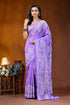 Handmade lavender paisley design kutch embroidery silk saree lavender silk saree adorned intricate 1