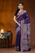 Handmade royal purple silk kantha saree with multithread geometric design purple silk saree intricate geometric 1