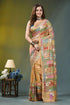 Harvest gold geometric handmade silk kantha saree woman wears golden-brown saree intricate 1