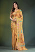 Harvest gold hand embroidered ethnic design kantha work silk saree golden-yellow adorned intricate 1