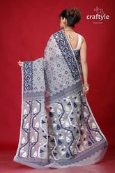Hit Gray Intricate Jamdani Sari-Craftyle