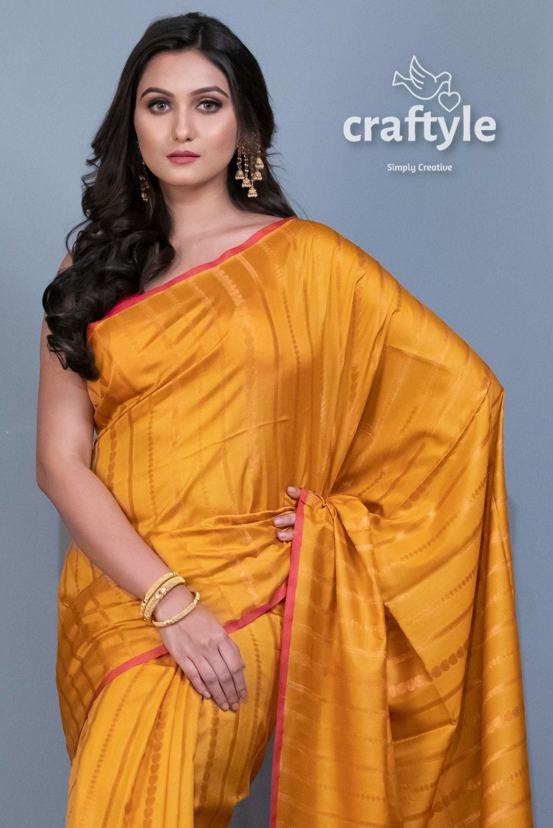 Honey Yellow Paithani Silk Saree with Blouse Piece - Craftyle