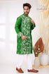 India green and white hand kantha stitch cotton kurta for men embroidered floral 1