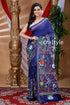 Indigo Blue Traditional Silk Kantha Saree-Craftyle