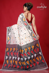 Ivory White Graceful Soft Jamdani Saree-Craftyle