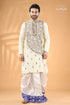Ivory white kantha work men’s kurta reverse stitch men’s cream colored kurta colorful tribal inspired 1