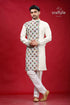 Ivory white multicolor kantha stitch cotton kurta for men man cream-colored intricate multicolored 1