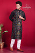 Jade black kantha work hand embroidered cotton kurta for men men’s colorful vertical 1