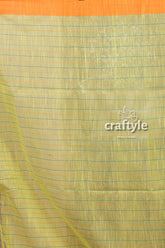 June bud yellow handloom cotton saree with stitched detail yellow striped fabric 6