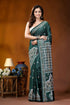 Jungle green ethnic motif handcrafted gujrati stitch silk saree deep green silk saree adorned 1