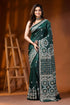 Jungle green ethnic silk gujarati stitch saree - hand embroidered 1
