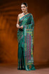 Jungle green silk kantha stitch saree with handcrafted ethnic motif 1