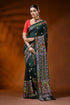 Jungle green silk kutch embroidered saree with multicolor mirror detailing 1