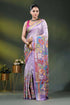 Lavender multicolor floral handcrafted kantha stitch silk batik saree 1