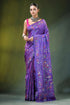 Lavender purple silk kantha stitch saree - ethnic folk art vibrant adorned 1